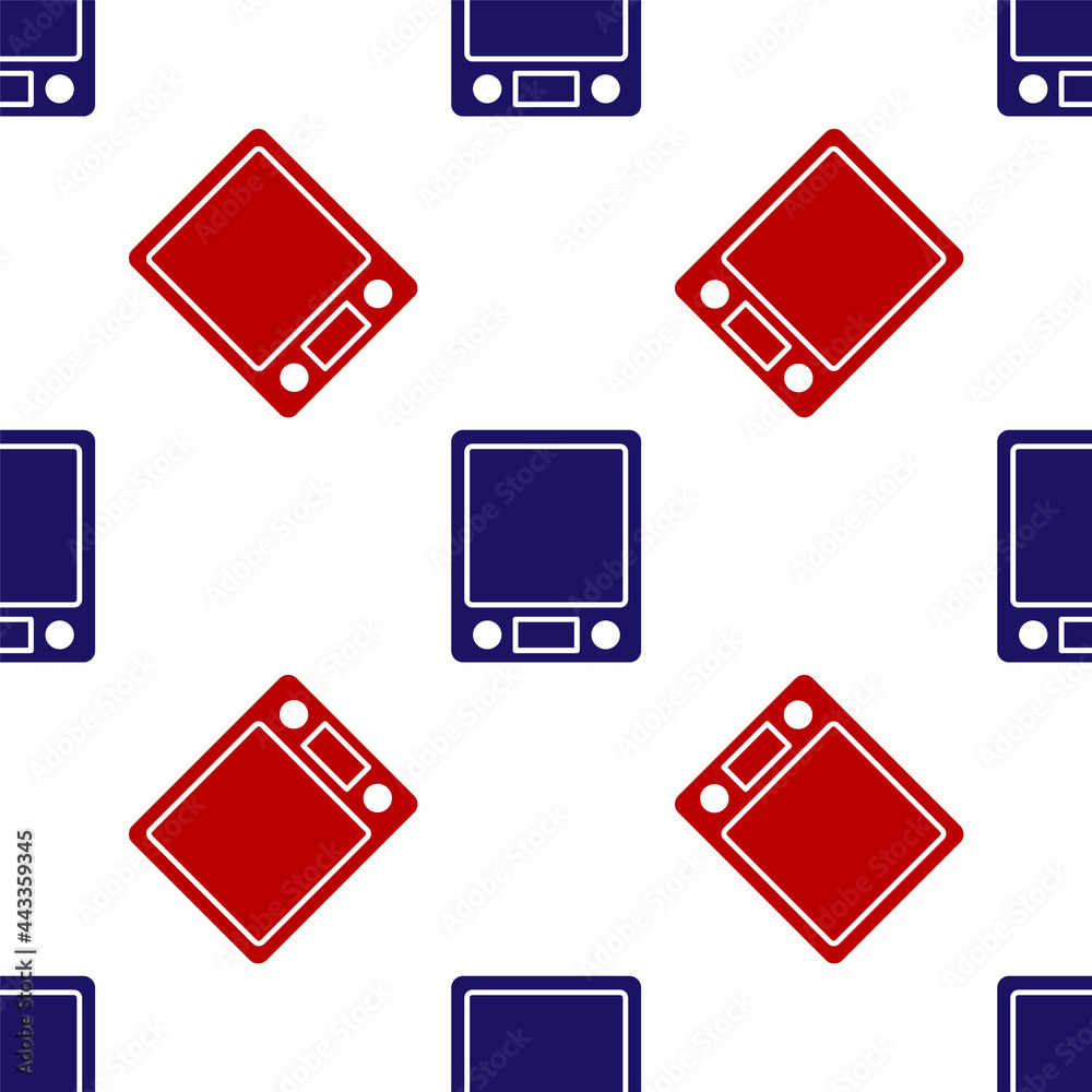 Blue and red Electronic scales icon isolated seamless pattern on white background. Weight measure equipment. Vector Blue and red Electronic scales icon isolated seamless pattern on white background. Weight measure equipment. Vector