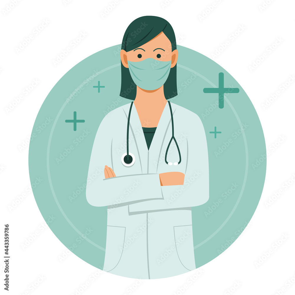 Fototapeta premium Female Doctor Wear Medical Mask and Medical Gown.