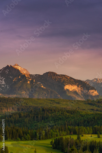 Sunset in Scenic Tatras Mountains in Poland