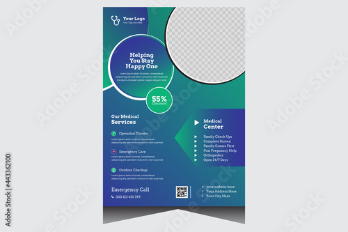 Blue promotional creative medical flyer design template