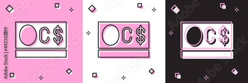 Set Canadian dollar currency symbol icon isolated on pink and white, black background. Vector