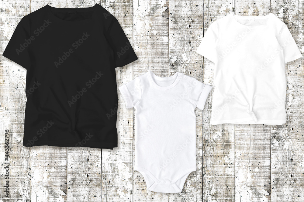 Plain T-shirt mock up family. Blank shirt mockup. Fashion flat lay Photos |  Adobe Stock