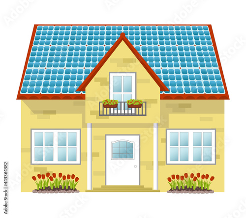 House with solar panels on the roof