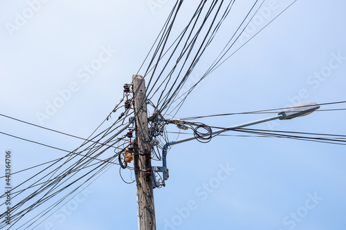 The fire pole and the chaos of the wires photo