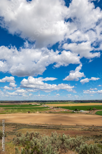 Aerial view of farms near Othello, Washington, USA