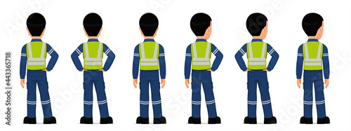 Set of industrial worker on white background