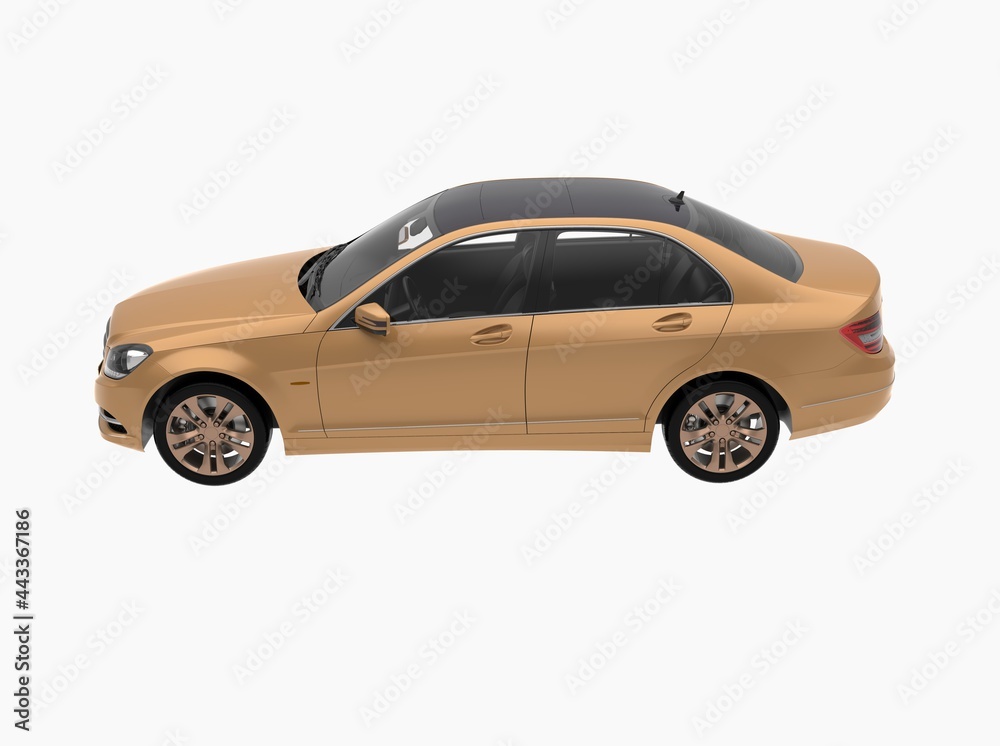 Generic and Brandless Car Isolated on White 3d Illustration