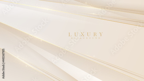 Golden line diagonal sparkle on luxury abstract light brown background. Vector illustration.