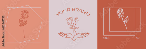 Minimal line art hands floral black aesthetic illustration