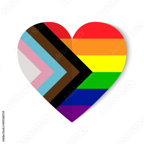 New LGBT pride flag on heart background with origami style