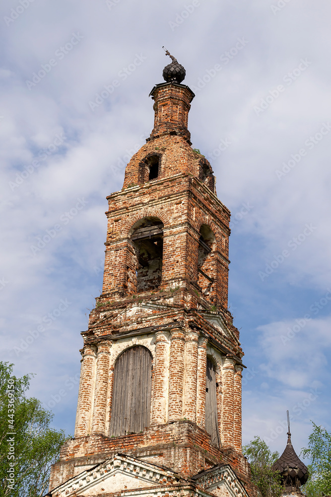 an old ruined Orthodox bell tower