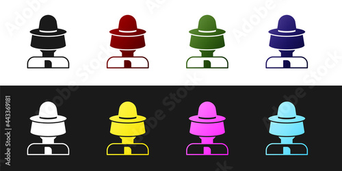 Set Beekeeper with protect hat icon isolated on black and white background. Special protective uniform. Vector