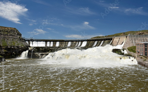 ryan hydroelectric dam on a sunny summer  day, near great falls, montana photo