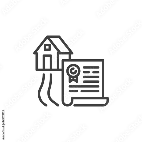 Real estate agreement document line icon