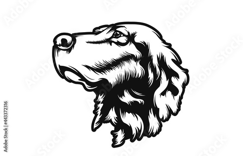 Hunting dog silhouette for retro logos, emblems, badges, labels template vintage design element.