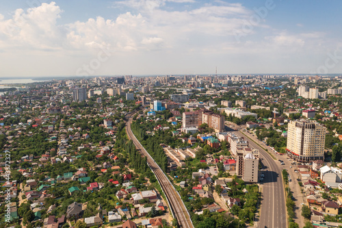 Voronezh city, aerial view from drone in sunny summer day, Russia.
