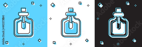 Set Perfume icon isolated on blue and white, black background. Vector