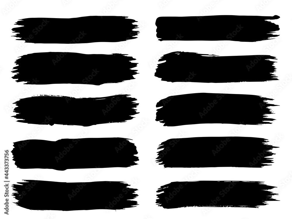 Vector collection or set of artistic black paint, ink or acrylic hand made creative brush stroke backgrounds isolated on white as grunge or grungy art, education abstract elements frame design Vector collection or set of artistic black paint, ink or acrylic hand made creative brush stroke backgrounds isolated on white as grunge or grungy art, education abstract elements frame design
