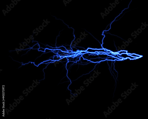 Fototapete realistic lightning isolated on black background