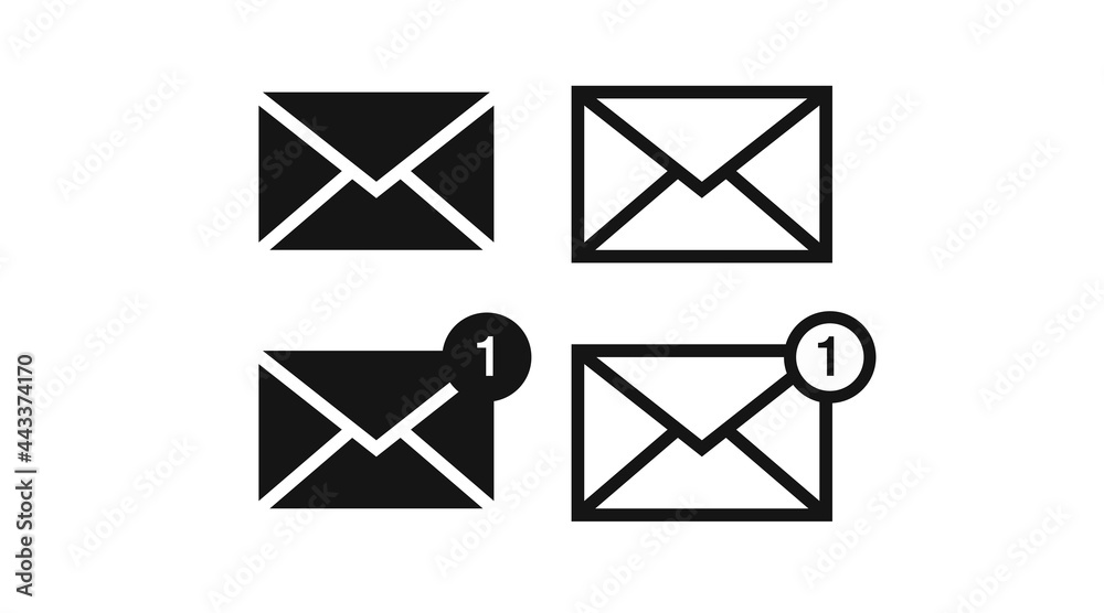 Mil Icon Set. Vector flat editable black and white illustration of envelopes, mail sign Mil Icon Set. Vector flat editable black and white illustration of envelopes, mail sign