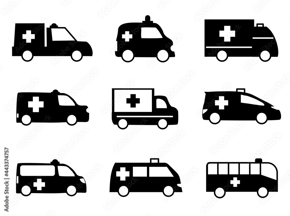 Ambulance icons colllection, symbol sign ambulance  vector illustration in white background