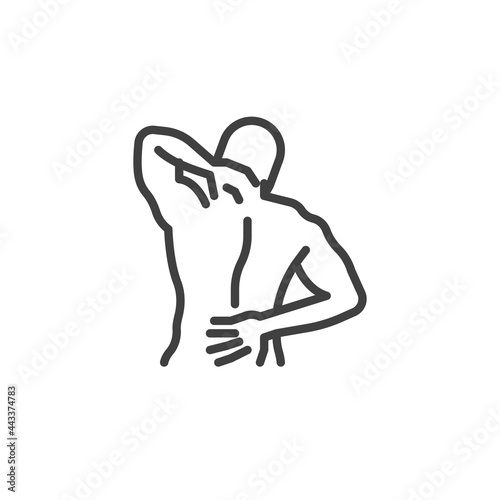Man with neck and back pain line icon