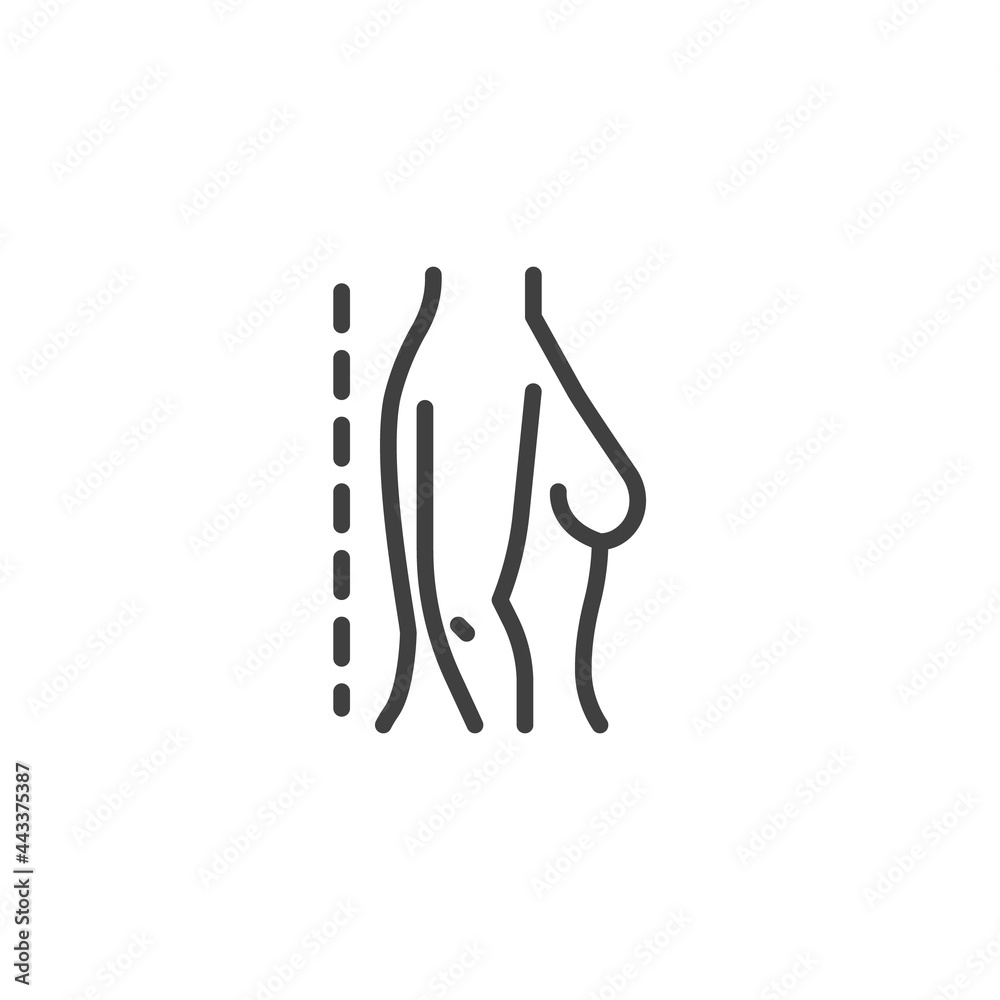 Woman correct posture position line icon