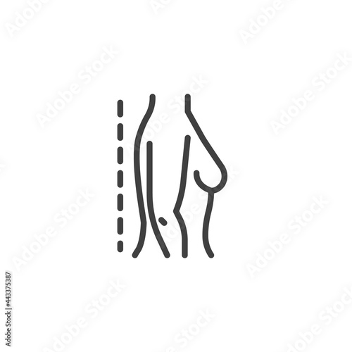Woman correct posture position line icon