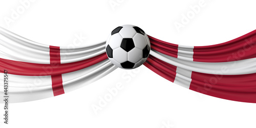 England Vs. Denmark soccer match. flags with football. 3D Rendering