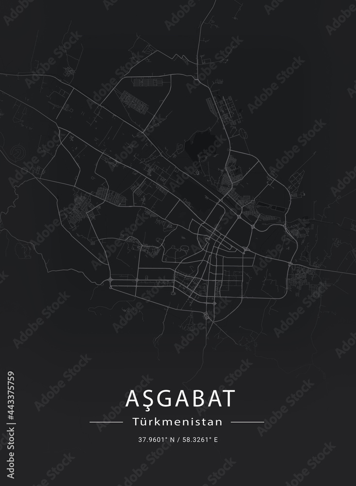 Map of Ashgabat, Turkmenistan
