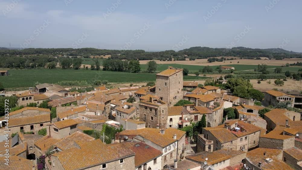 Old medieval village in Spain. Aerial drone view 4k. Old medieval village in Spain. Aerial drone view 4k.