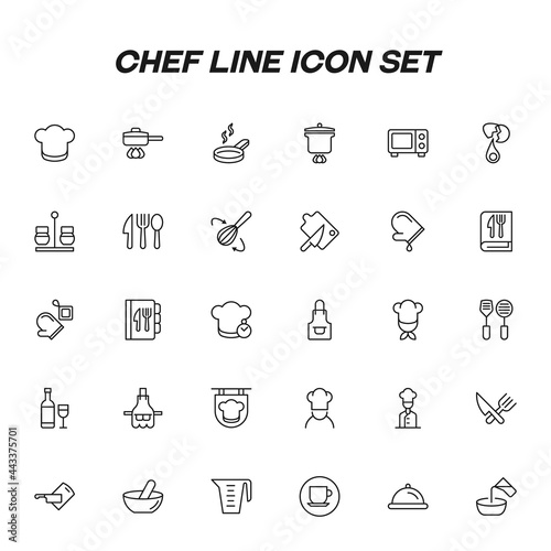 Chef line icon set
