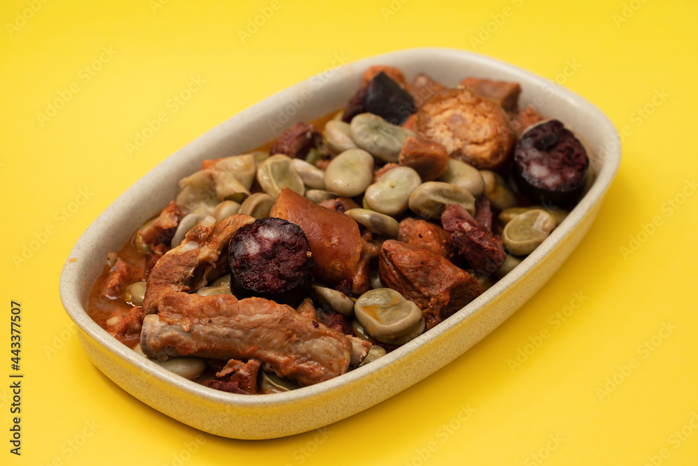 typical portuguese dish beand with meat and smoked sausages typical portuguese dish beand with meat and smoked sausages