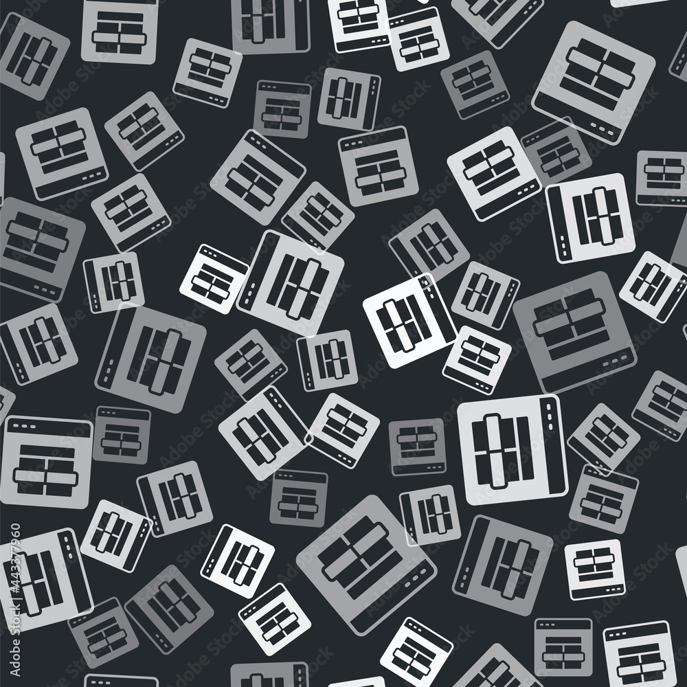 Grey MySQL code icon isolated seamless pattern on black background. HTML Code symbol for your web site design. Vector