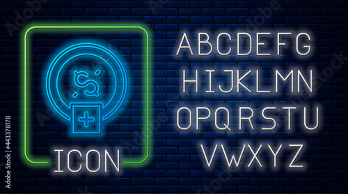 Glowing neon Stop smoking, money saving icon isolated on brick wall background. Quit smoking to save money. Neon light alphabet. Vector