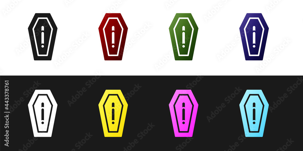 Set Death from smoking icon isolated on black and white background. Cigarette smoking prohibited sign. Vector Set Death from smoking icon isolated on black and white background. Cigarette smoking prohibited sign. Vector