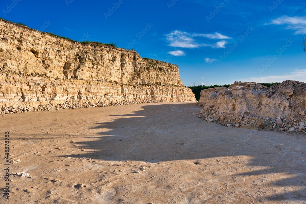 Landscape of stone quarry on a summer day.