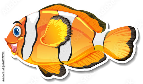 Cute clownfish cartoon character sticker