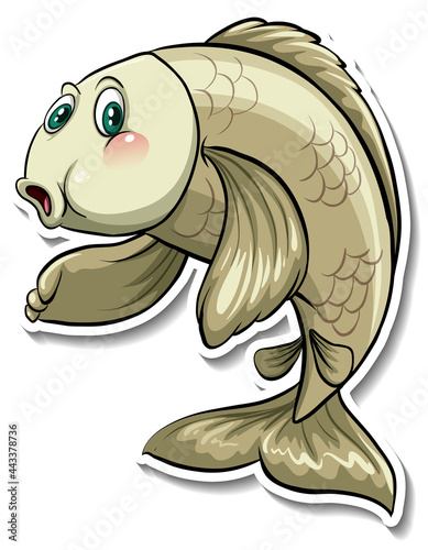 Koi carp fish cartoon sticker