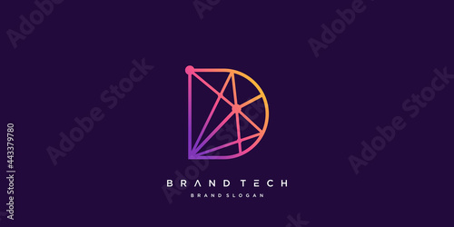 Letter D logo template for techonology company Premium Vector part 1