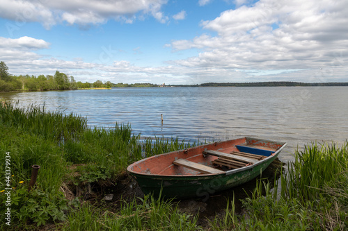 Valdai National Park. Boat on Lake Valdai. Novgorod region. Russia.