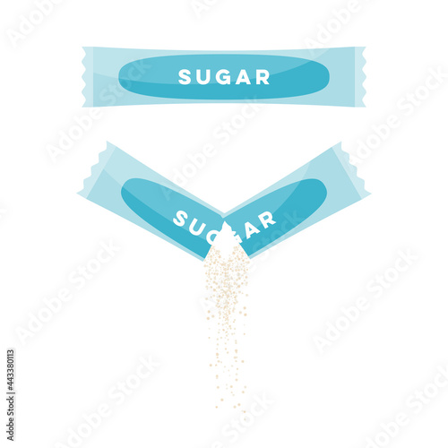 Sugar stick, personal sachet for adding to coffee or tea. Vector illustration cartoon icon isolated on white background.