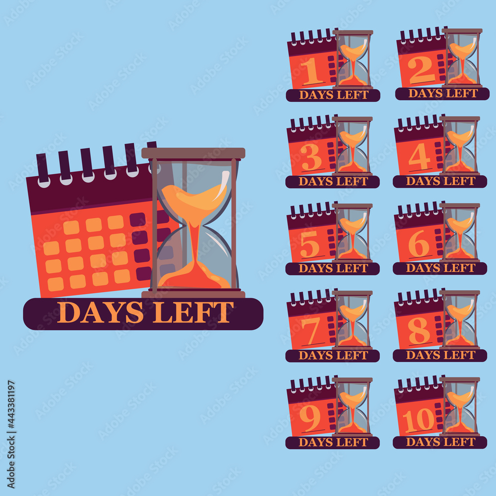 Number days left countdown vector illustration template count time