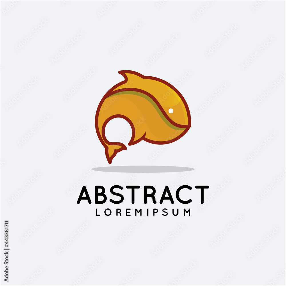 Abstract Fish Jump Logo Template