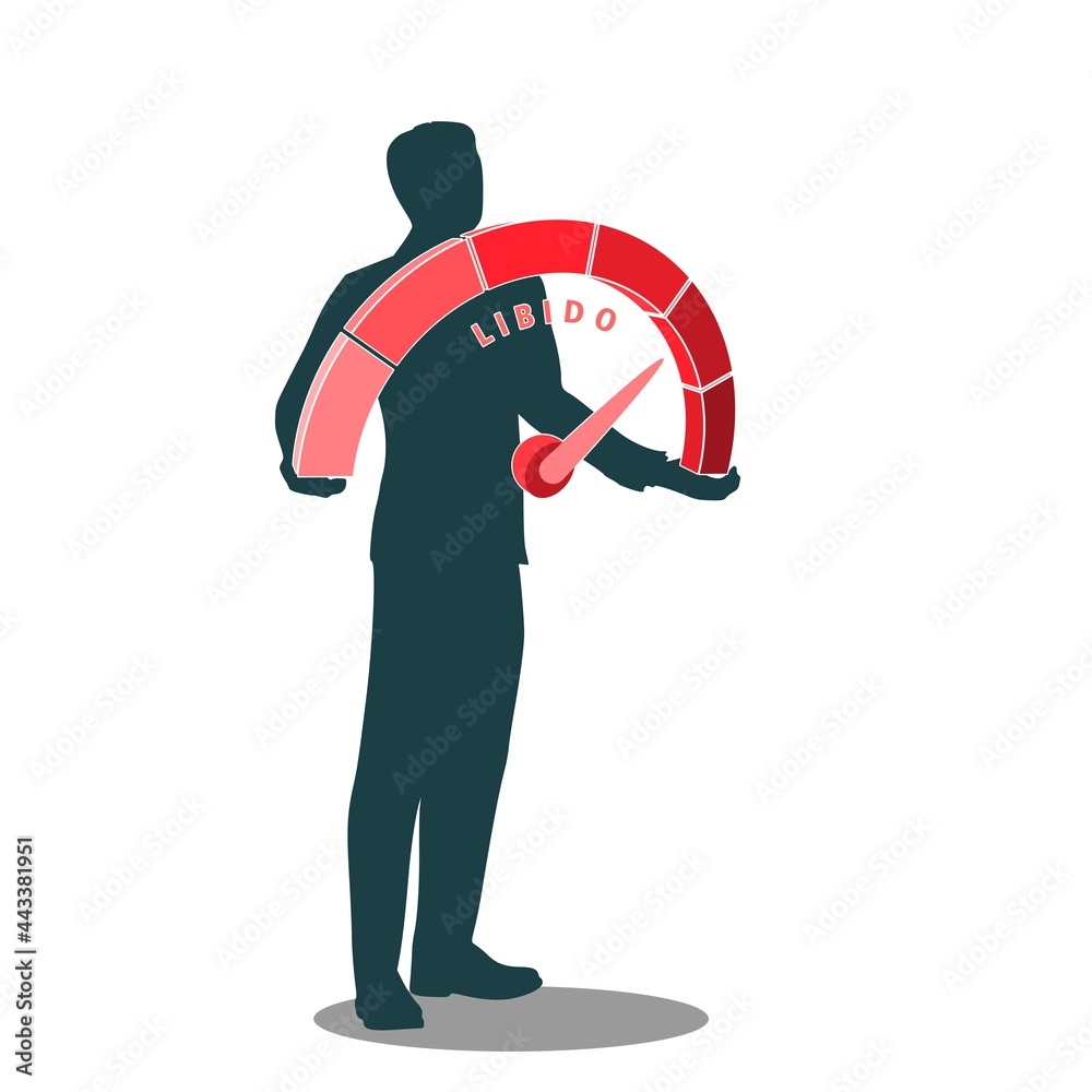 Man holding libido level measuring device scale Man holding libido level measuring device scale