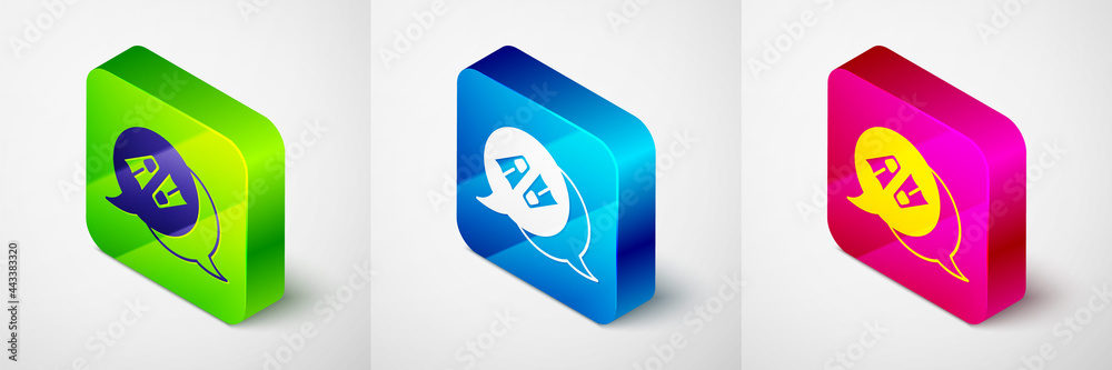 Isometric Rubber flippers for swimming icon isolated on grey background. Diving equipment. Extreme sport. Diving underwater equipment. Square button. Vector Isometric Rubber flippers for swimming icon isolated on grey background. Diving equipment. Extreme sport. Diving underwater equipment. Square button. Vector