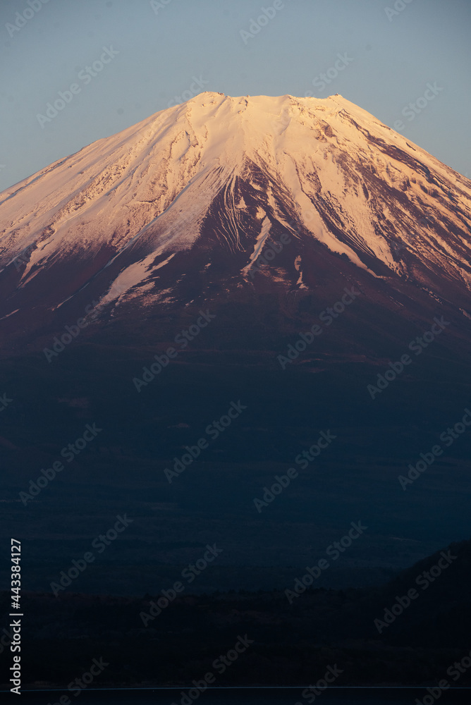 Fototapeta premium Red fuji above Motosu ko