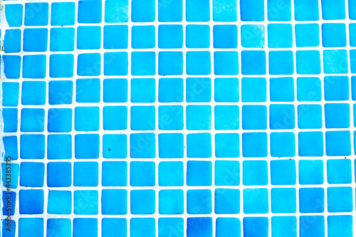Blue small tiles at a swimming pool