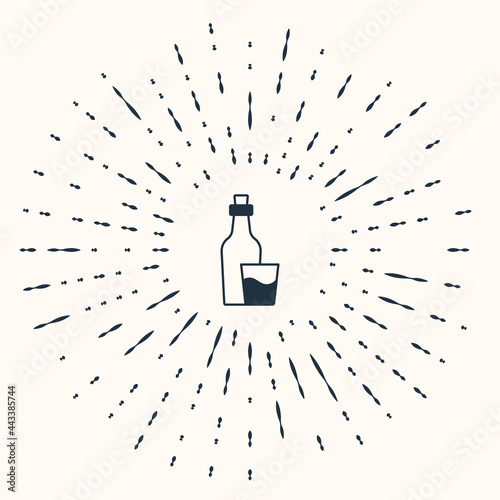 Grey Soju bottle icon isolated on beige background. Korean rice vodka. Abstract circle random dots. Vector