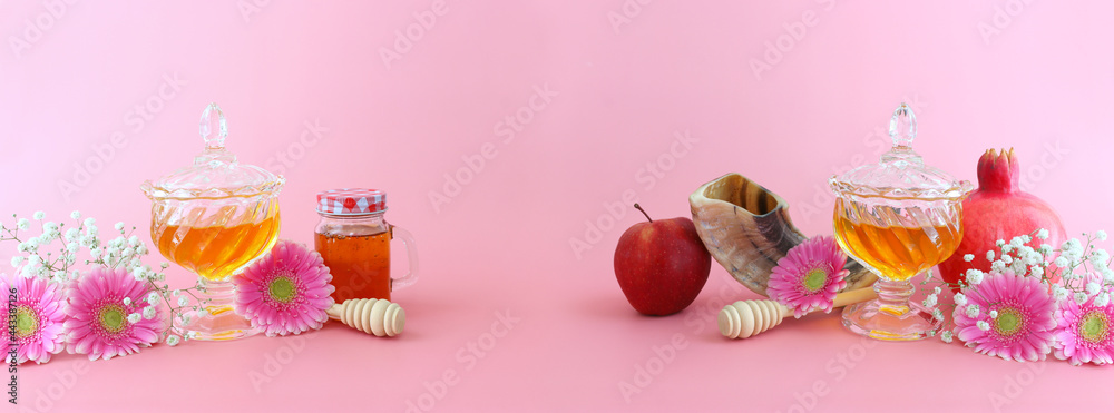 Rosh hashanah (jewish New Year holiday) concept. Traditional symbols Rosh hashanah (jewish New Year holiday) concept. Traditional symbols
